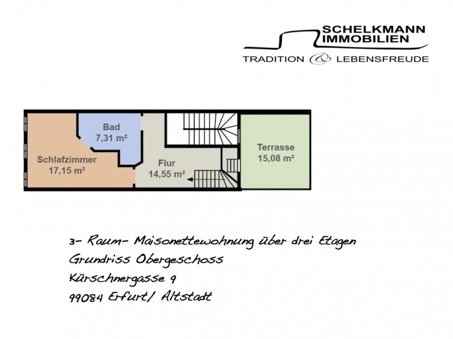 Grundriss Obergeschoss Maisonettewohnung Erfurt