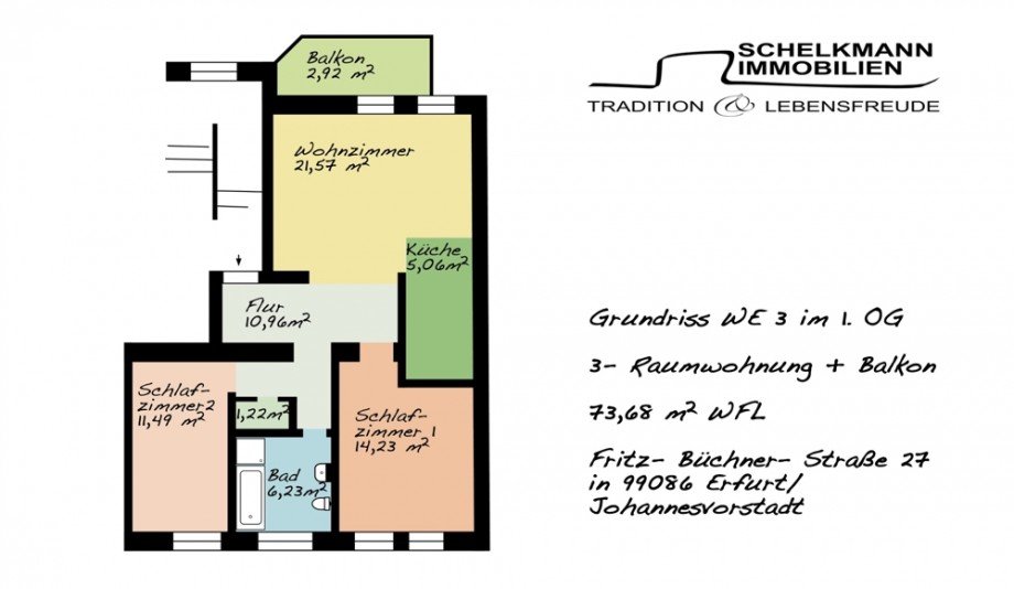 Grundriss WE 3 Etagenwohnung Erfurt