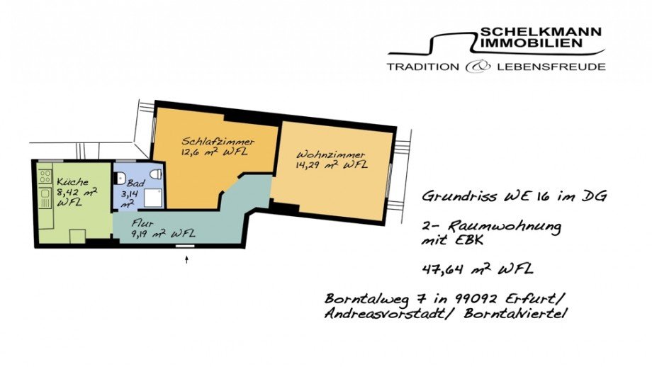 Grundriss Dachgeschosswohnung Erfurt / Altstadt