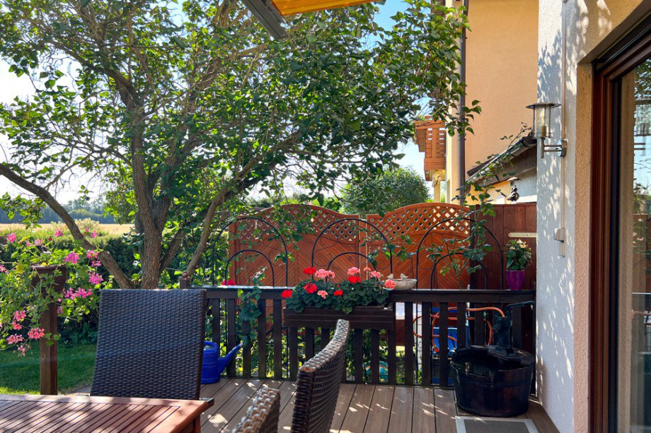 Terrasse am Wohnzimmer Reihenendhaus Erfurt / Gottstedt
