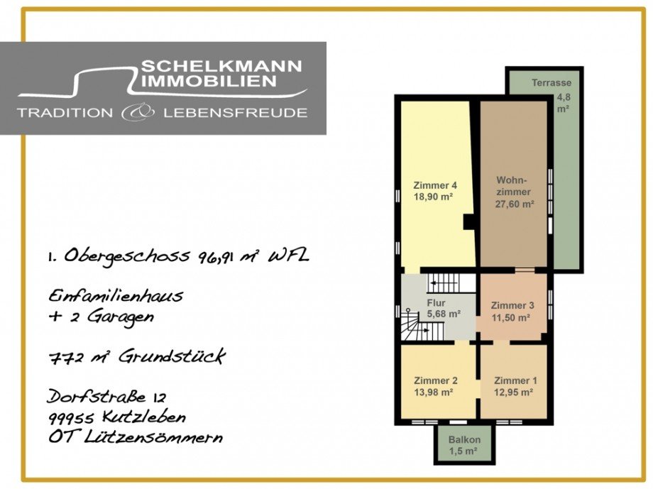 Grundriss 1. OG L�tzens�mmern Einfamilienhaus Kutzleben / L�tzens�mmern