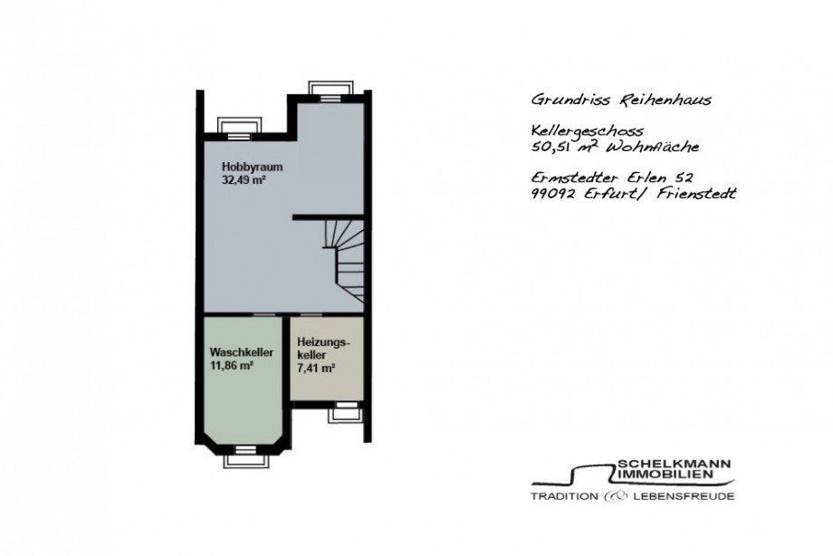 Grundriss Kellergeschoss Reihenmittelhaus Erfurt/ Frienstedt