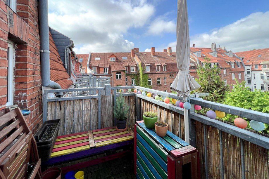 Balkon an der K�che Etagenwohnung Erfurt