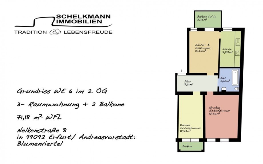 Grundriss WE6 Nelkenstra�e 8 Etagenwohnung Erfurt