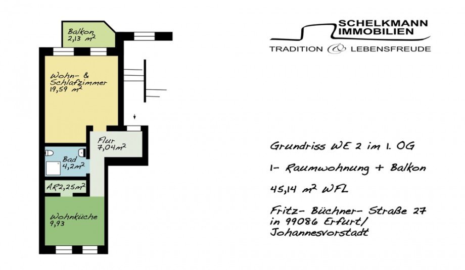 Grundriss WE 2 Etagenwohnung Erfurt