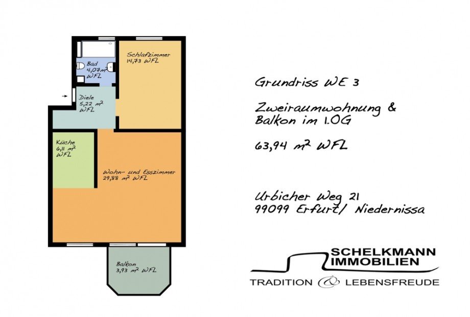 Grundriss WE 3 Niedernissa Etagenwohnung Erfurt/ Niedernissa