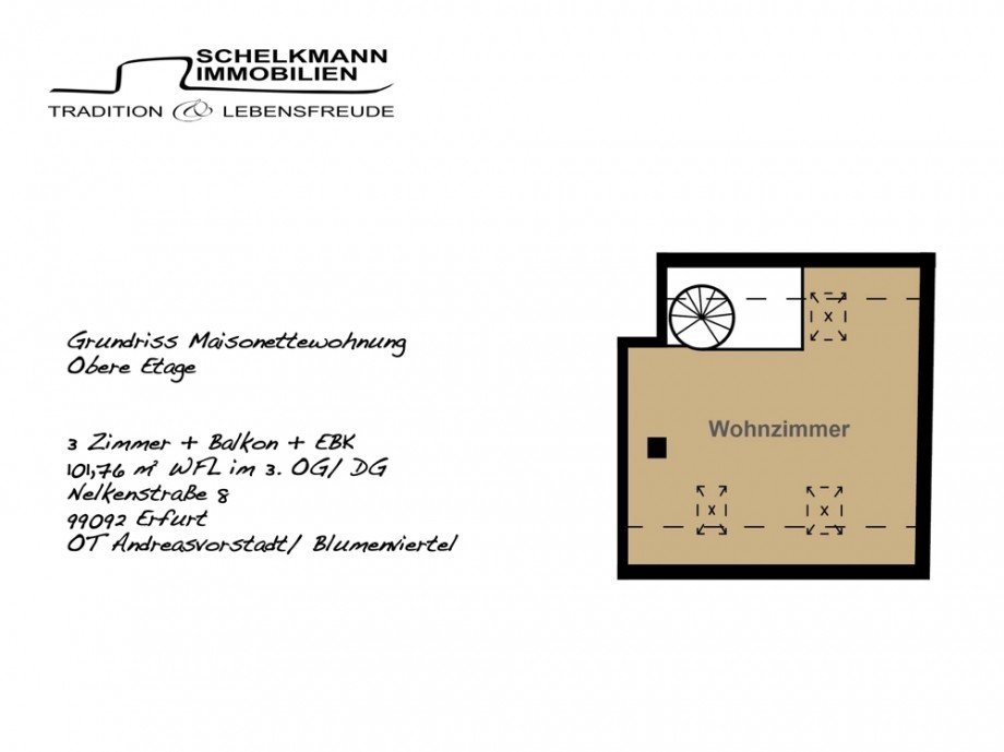 Grundrisse ETW Nelkenstra�e Obere Etage Maisonettewohnung Erfurt