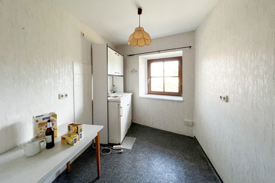 K�che in Ferienwohnung Mehrfamilienhaus Bretleben