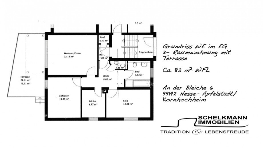 Grundriss EG Erdgeschosswohnung Nesse- Apfelst�dt / Kornhochheim