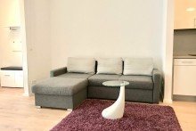 Wohnzimmer mit cleanem Chic Exklusiver Wohnkomfort- m�blierte Terrassenwohnung in Klinik- & Unin�he
