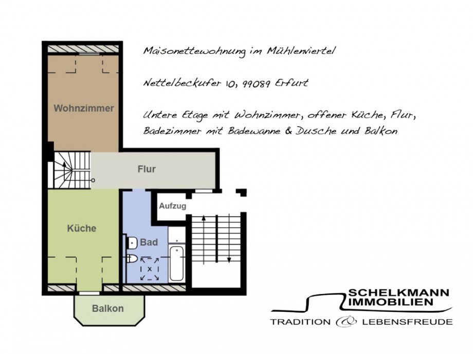 Grundriss Nettelbeckufer 10 Dachgeschosswohnung Erfurt