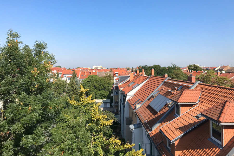 Blick von der Dachloggia Maisonettewohnung Erfurt / Andreasvorstadt