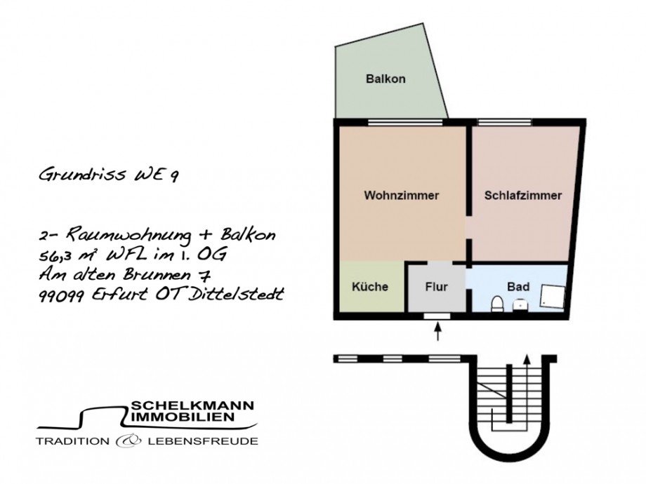 Grundriss Mietwohnung Erfurt: Dittelstedt Etagenwohnung Erfurt