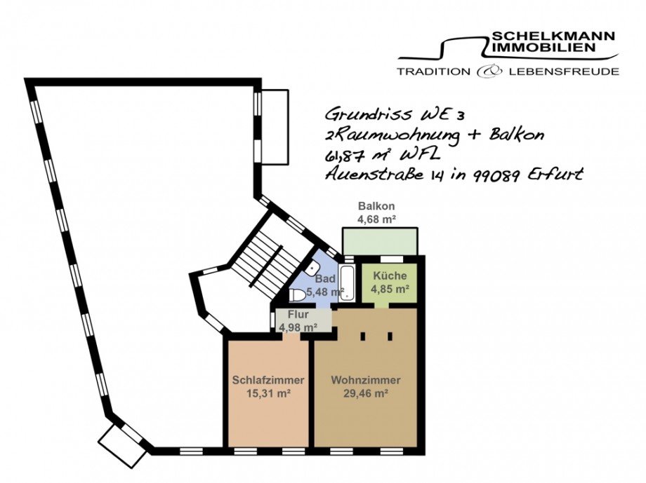 Grundriss WE3 Auenstra�e Etagenwohnung Erfurt