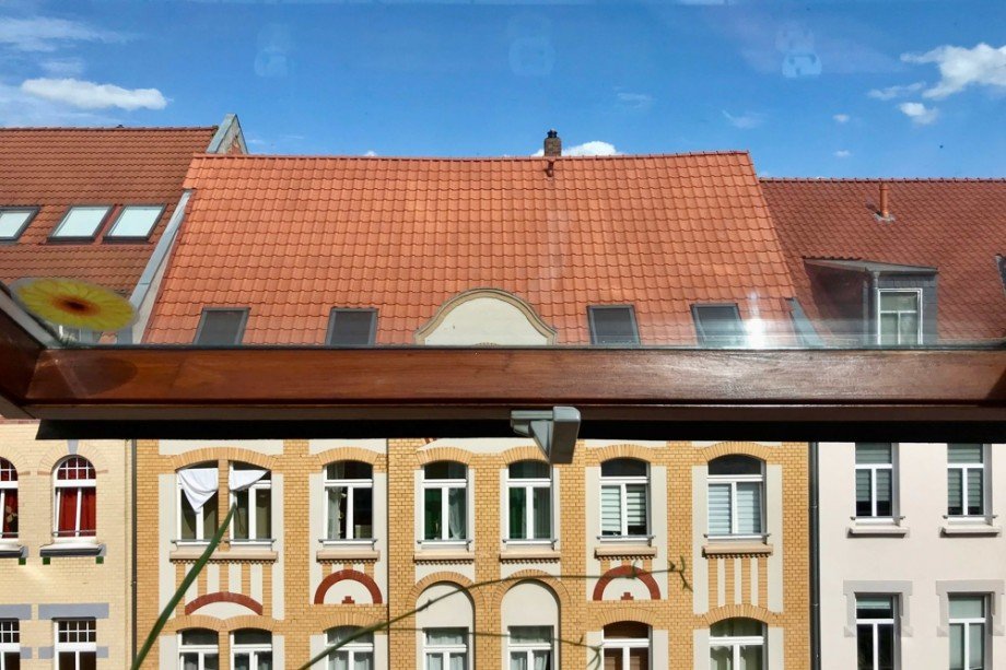 Blick aus dem Schlafzimmer Dachgeschosswohnung Erfurt