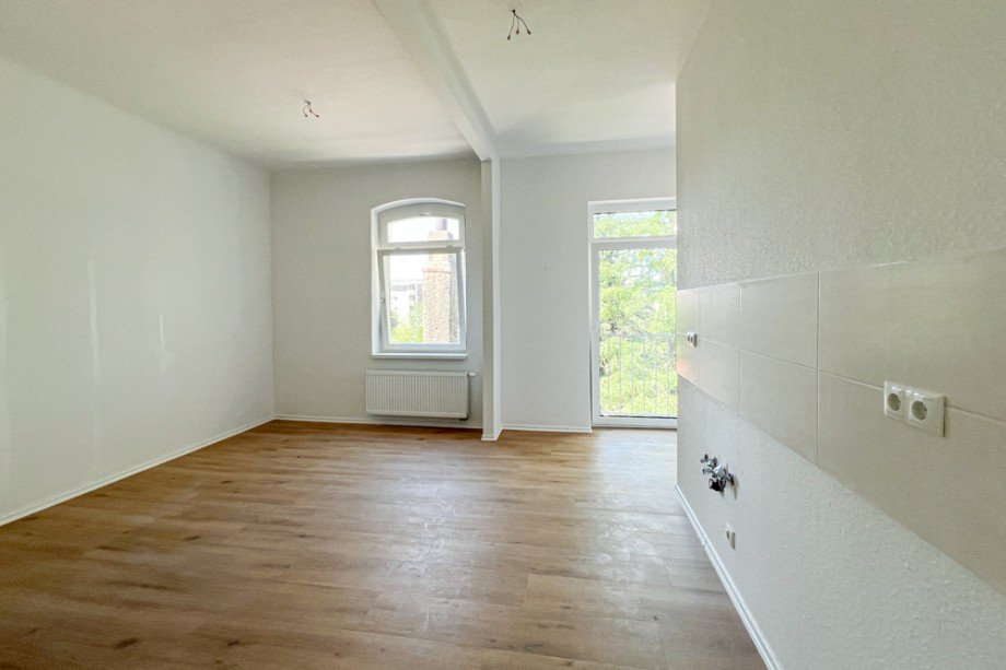 Wohnzimmer mit offener K�che Etagenwohnung Erfurt / Daberstedt
