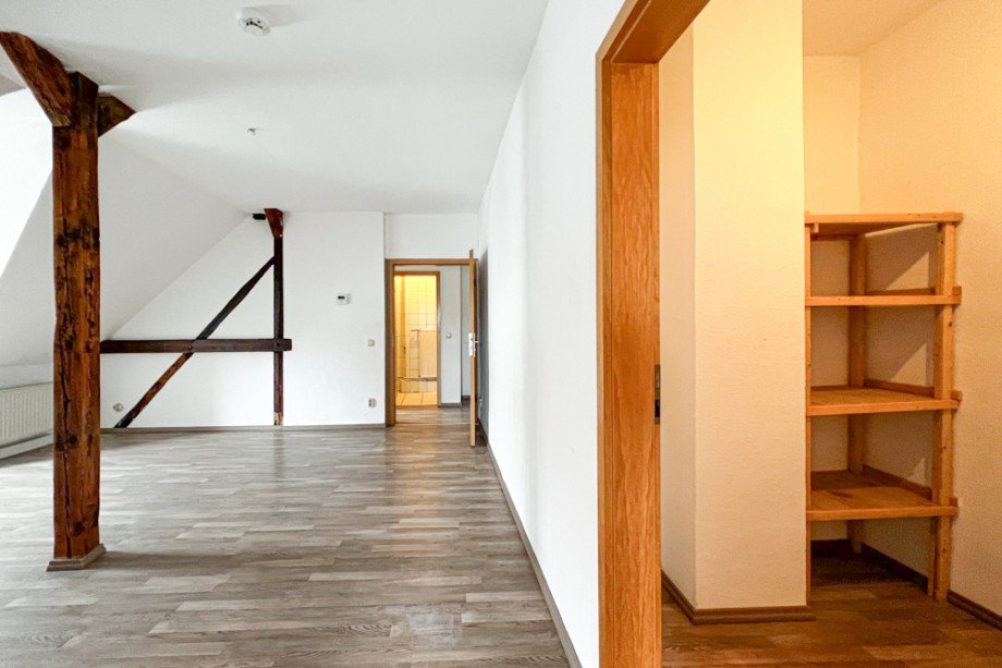 Wohnzimmer mit Wandschrank Dachgeschosswohnung Erfurt / L�bervorstadt