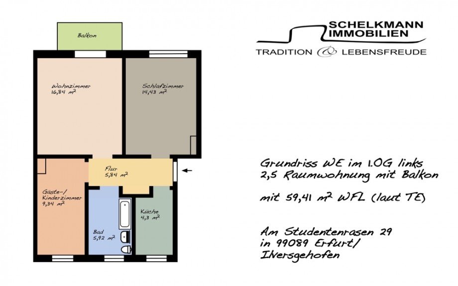 Grundrisse Wohnung mit Balkon Erfurt Etagenwohnung Erfurt