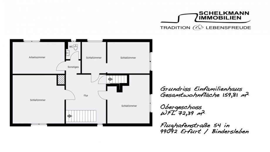 Grundriss OG Einfamilienhaus Erfurt / Bindersleben