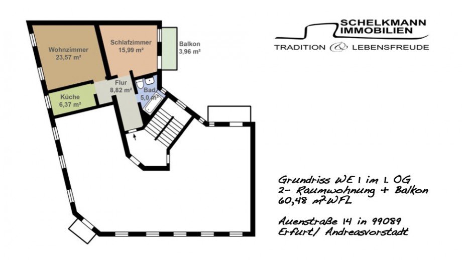 Grundriss WE 1 Auenstra�e 14 Erfurt Etagenwohnung Erfurt /Andreasvorstadt