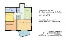 Grundriss A6 Gem�tliche Dreiraumwohnung mit Balkon im Erdgeschoss + TG- SP inkl.