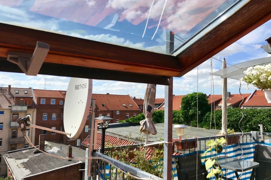 Blick aus dem Wohnzimmerfenster Dachgeschosswohnung Erfurt