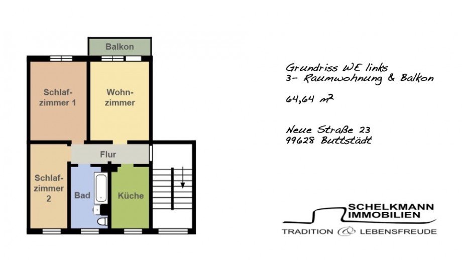 Grundriss 3RWl_Buttst�dt-NeueStr.23 Etagenwohnung Buttst�dt