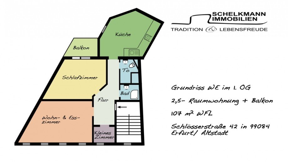 Grundriss 1.OG Schl�sserstra�e Etagenwohnung Erfurt