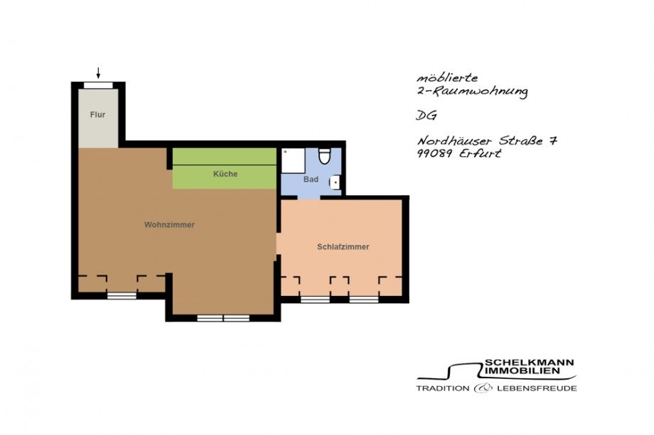 Vermarktungsgrundriss_DG Dachgeschosswohnung Erfurt / Andreasvorstadt
