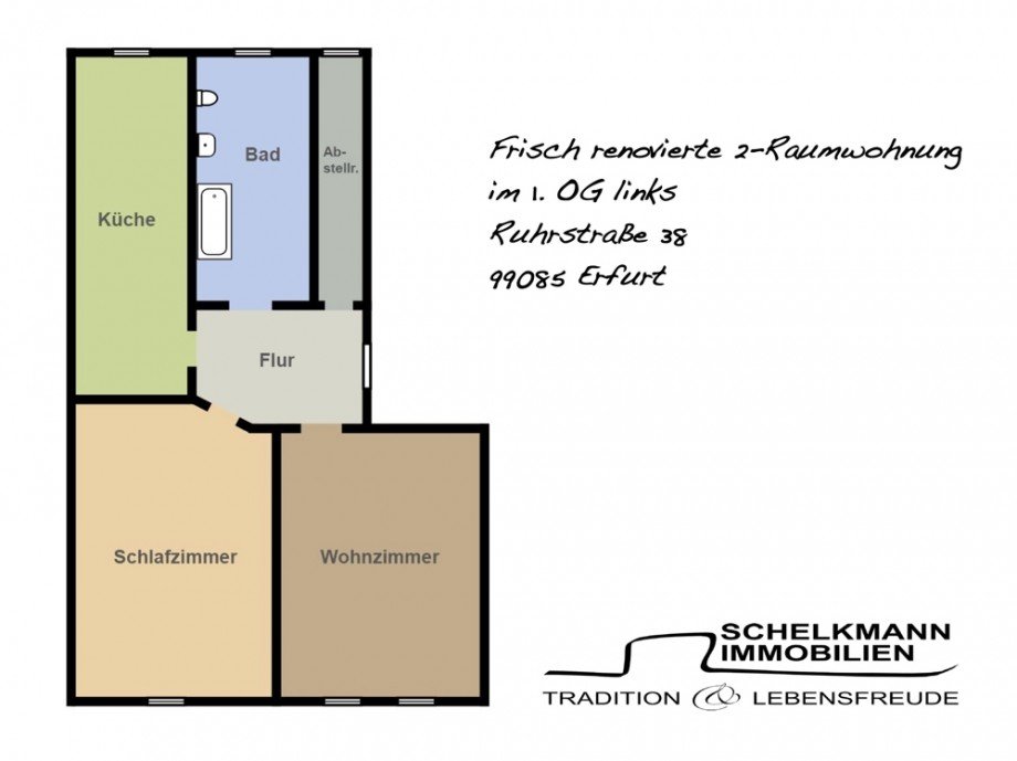 Grundriss 1.OG links Ruhrstra�e 38 Etagenwohnung Erfurt