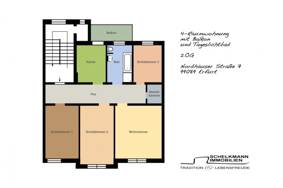 Vermarktungsgrundriss_2.OG Etagenwohnung Erfurt / Andreasvorstadt