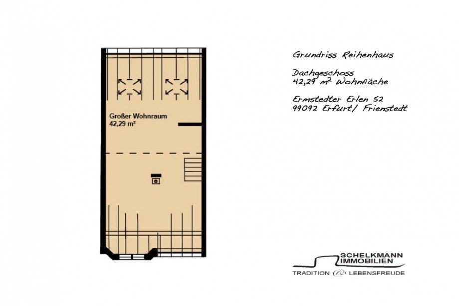 Grundriss Dachgeschoss Reihenmittelhaus Erfurt/ Frienstedt