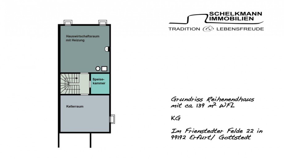 Grundriss Kellergeschoss Reihenendhaus Erfurt / Gottstedt