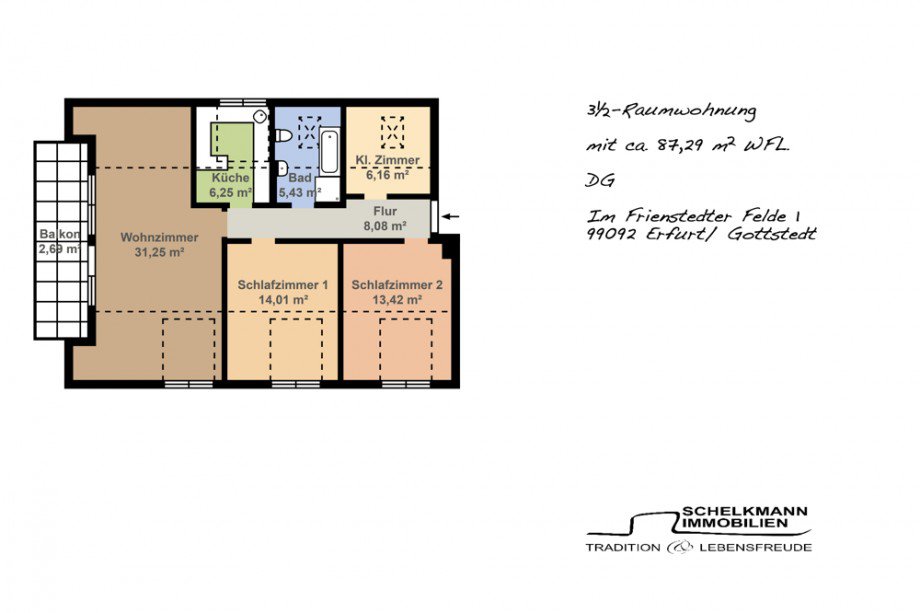 Grundriss Mietwohnung Erfurt Dachgeschosswohnung Erfurt/ Gottstedt