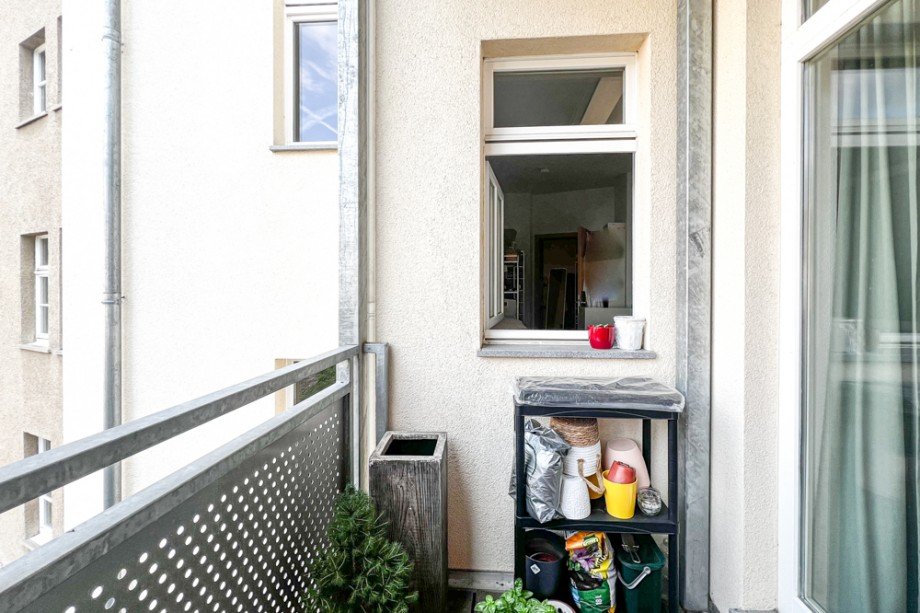 Blick vom Balkon ins Schlafzimmer Etagenwohnung Erfurt / Altstadt