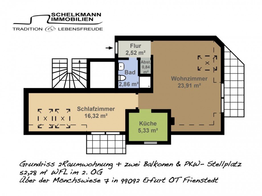 Grundriss WE 2.OG Erfurt Frienstedt Etagenwohnung Erfurt