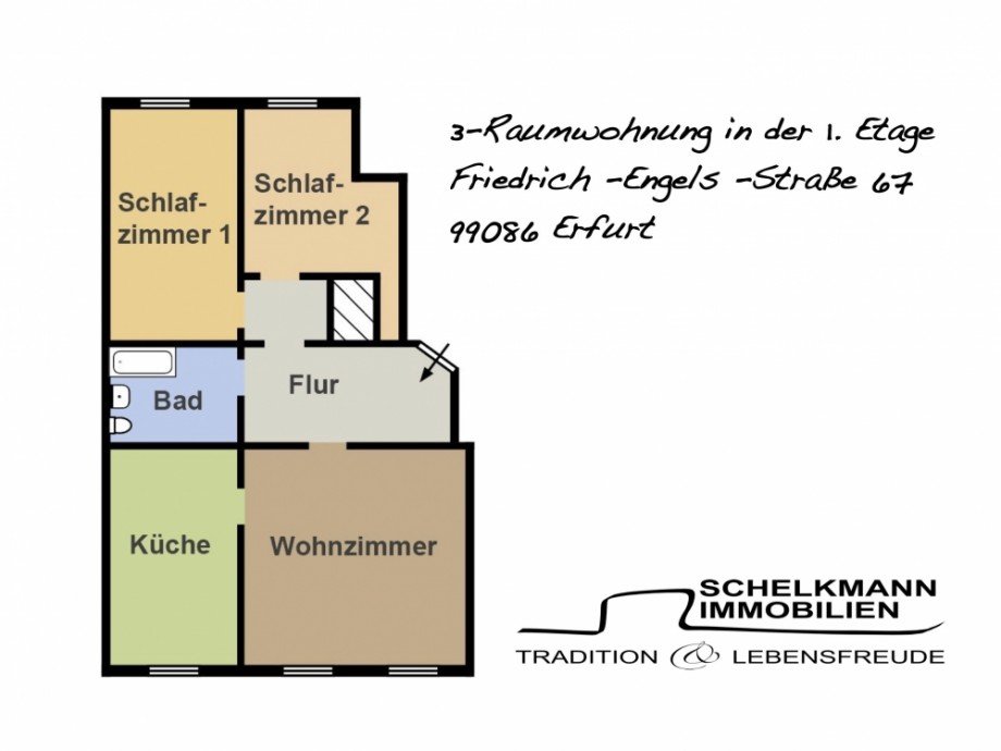 Grundriss Etagenwohnung Erfurt/ Johannesvorstadt