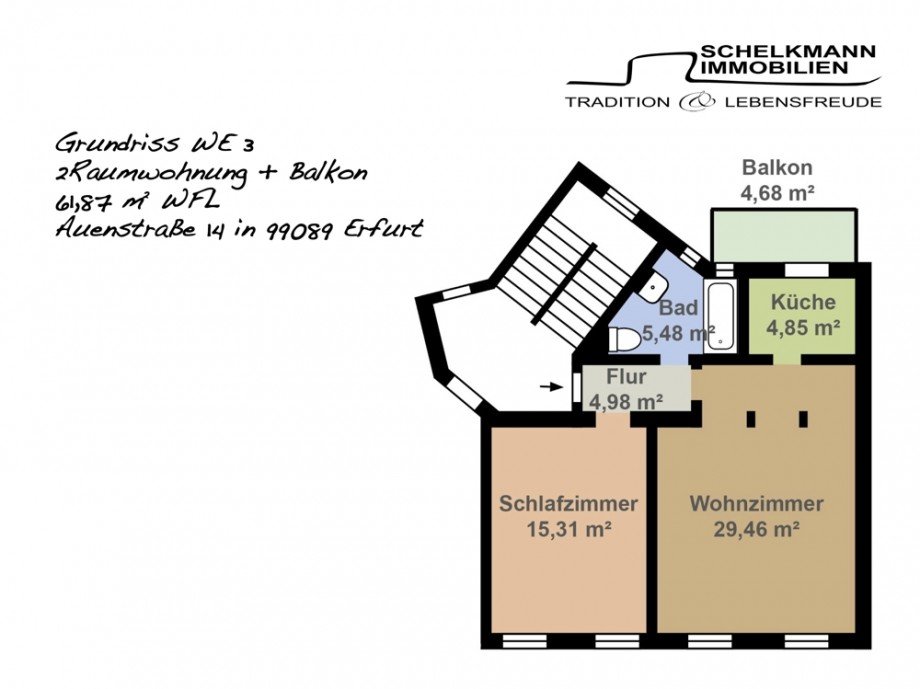 Grundriss WE3 Auenstra�e14 Etagenwohnung Erfurt