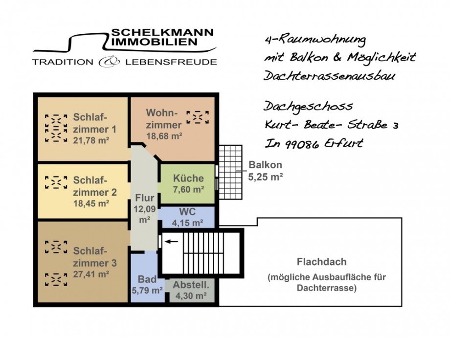 Grundriss Kurt-Beate-Str. 3 Dachgeschosswohnung Erfurt