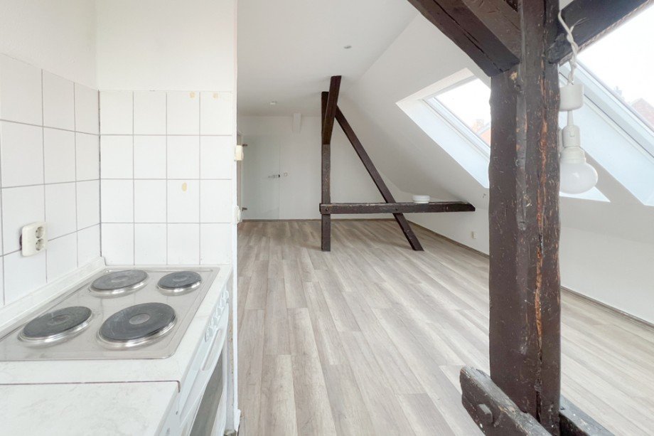 Blick von K�che in Wohnbereich Etagenwohnung Erfurt