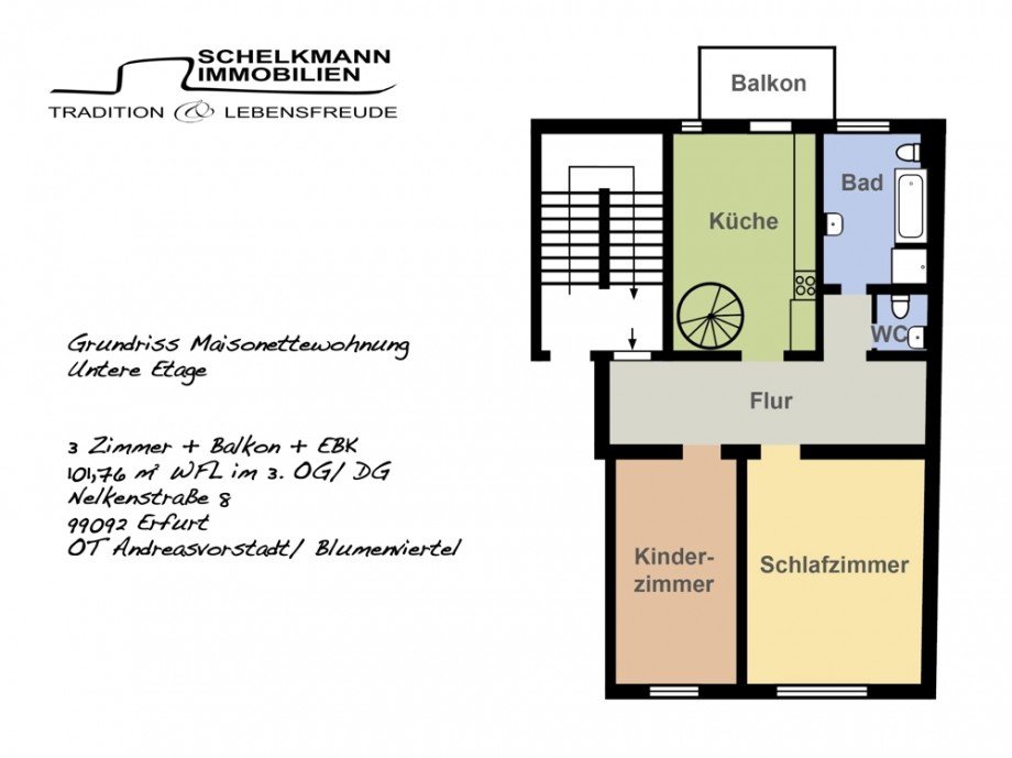 Grundrisse ETW Nelkenstra�e Untere Etage Maisonettewohnung Erfurt