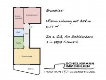Grundriss Am Schleierborn12 Eisenach Sch�n geschnittene Dreiraumwohnung mit Balkon und Einbauk�che
