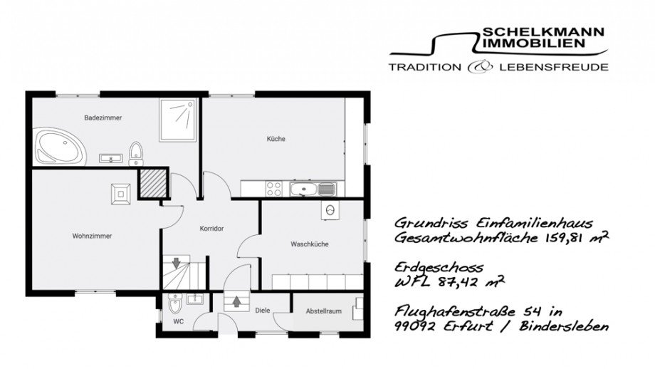 Grundriss EG Einfamilienhaus Erfurt / Bindersleben