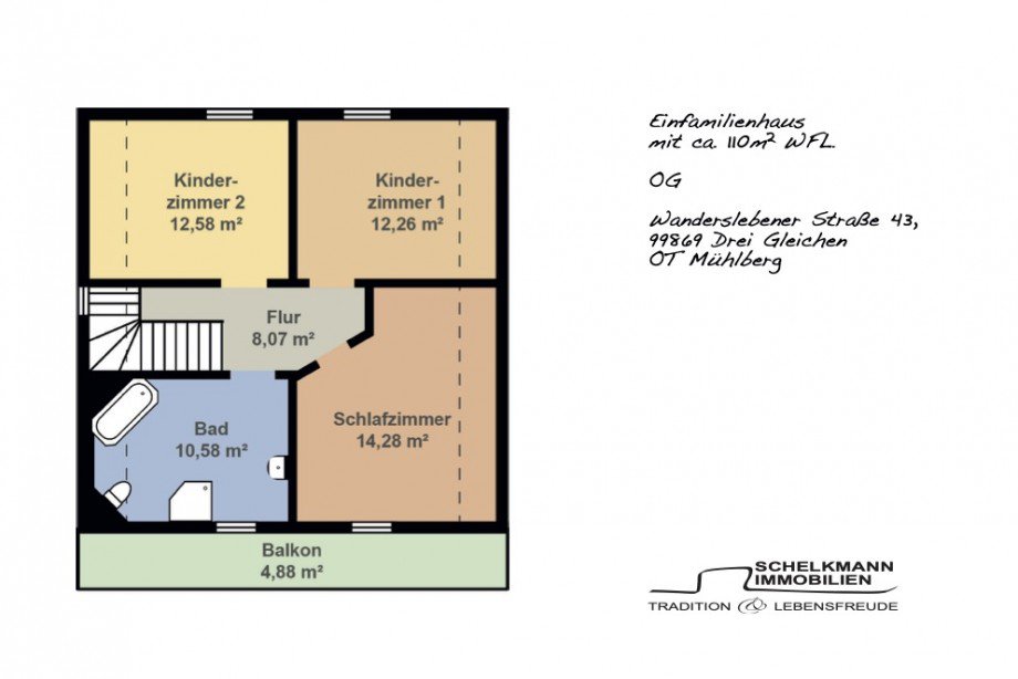 Grundriss Obergeschoss Einfamilienhaus Drei Gleichen OT M�hlberg