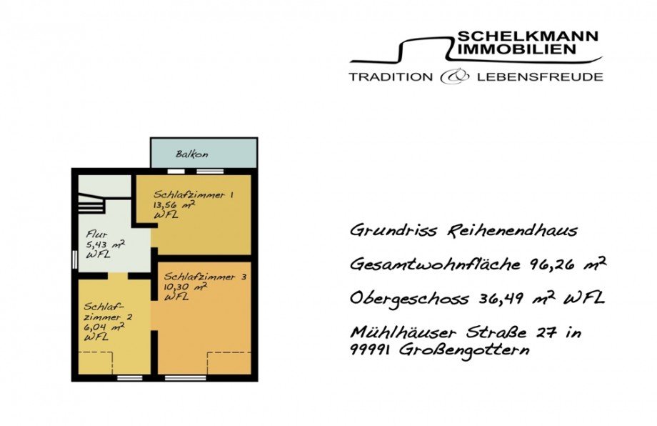 Grundriss Gro�engottern Obergeschoss Doppelhaush�lfte Unstrut- Hainich /Gro�engottern