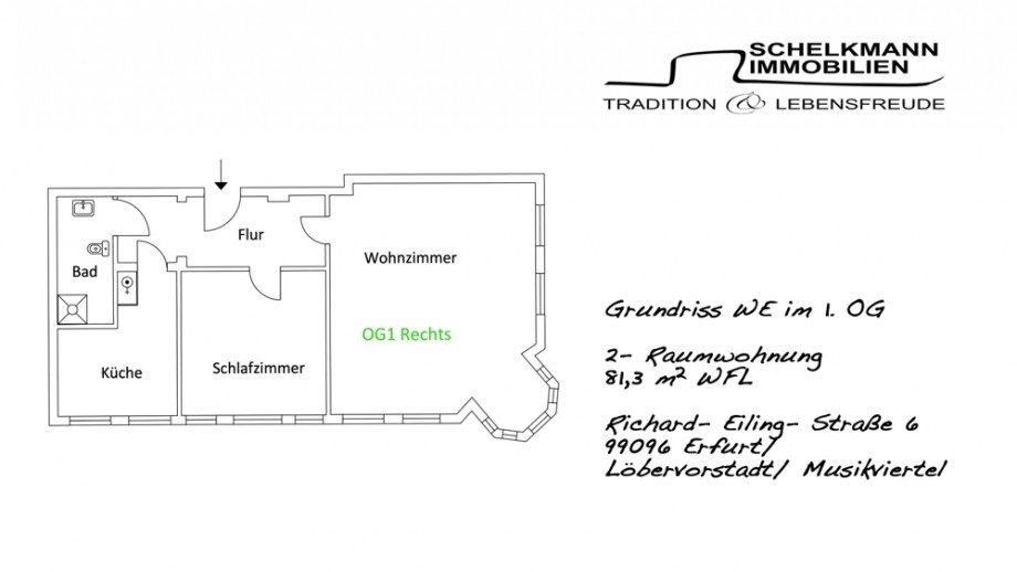 Grundriss 1.OG Etagenwohnung Erfurt / L�bervorstadt
