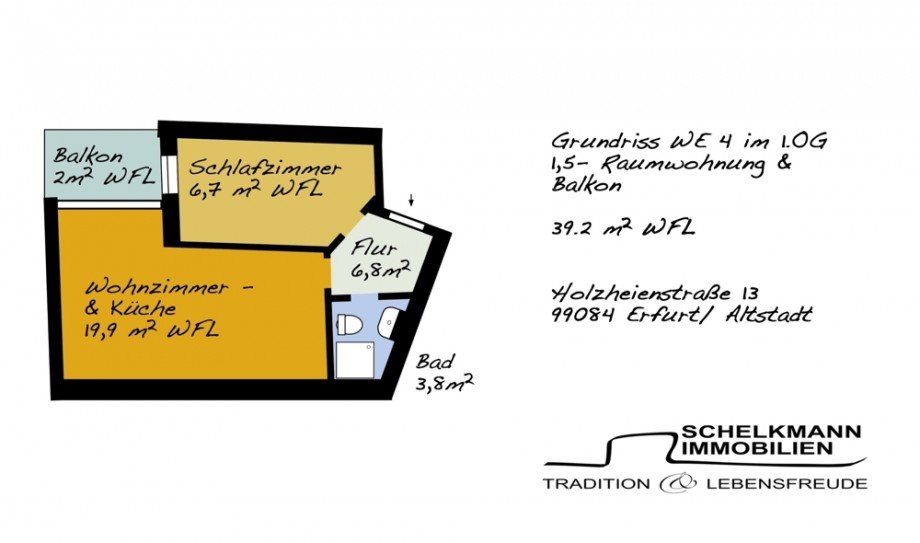 Grundriss WE 4 Etagenwohnung Erfurt / Altstadt