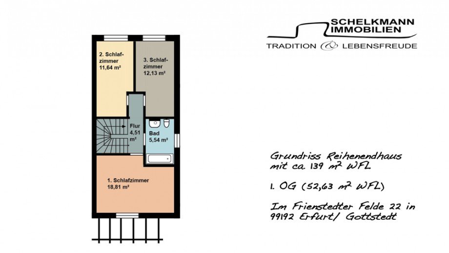 Grundriss 1. OG Reihenendhaus Erfurt / Gottstedt