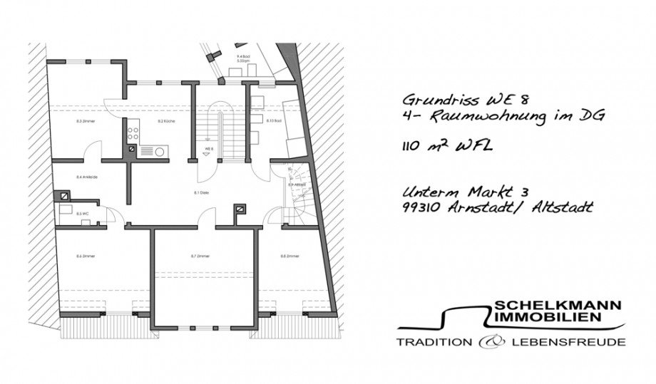 Grundriss WE 8 Etagenwohnung Arnstadt / Altstadt