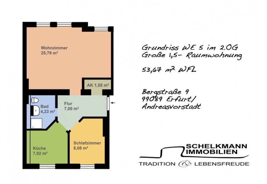 Grundriss WE5 Bergstra�e9 Etagenwohnung Erfurt / Andreasvorstadt